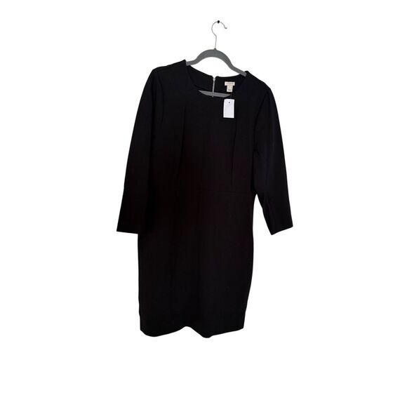 NWT J. Crew Womens Black Zip Ponte 3/4 Sleeve Stretch Knit Sheath Dress Size 16 - Picture 12 of 13